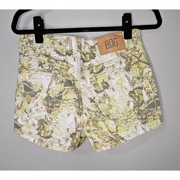 Urban Outfitters BDG Denim Shorts Size 28 Butterfly Botanical Print 3" Inseam - Picture 2 of 5
